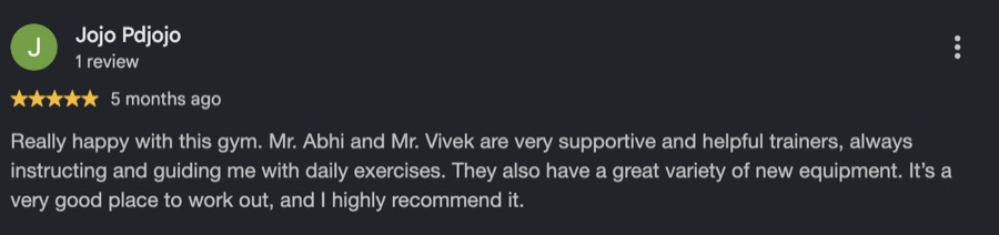 Google review from a Real Show Fitness member