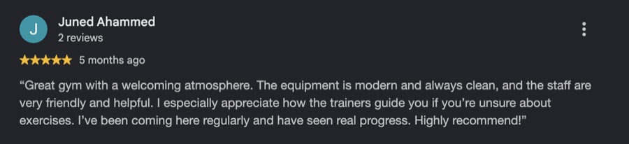 Google review from a Real Show Fitness member