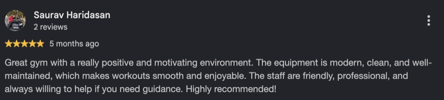 Google review from a Real Show Fitness member